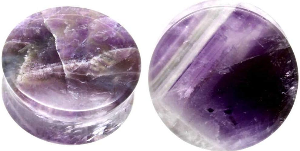 soscene Purple Amethyst Organic Stone Ear Plugs Gauges