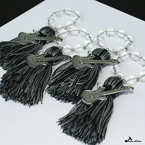 Made With Tone, Handcrafted Elegant Napkin Rings, Holder Ring for Music Lovers with Guitar Decoration, Dinner Gifts! Black &amp; Grey Design!