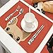Cotton Linen Placemats, YIFAN Set of 6 Cute Dog Cat Pattern Dining Table Mats for Kitchen