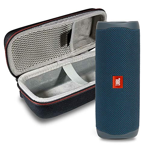 JBL FLIP 5 Portable Speaker IPX 7 Waterproof On-The-Go Bundle with Deluxe Hardshell Case (Blue)