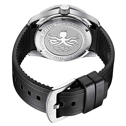 PHOIBOS 300M Automatic Men's Diver Watch with Wave Dial Rubber Strap PY010R