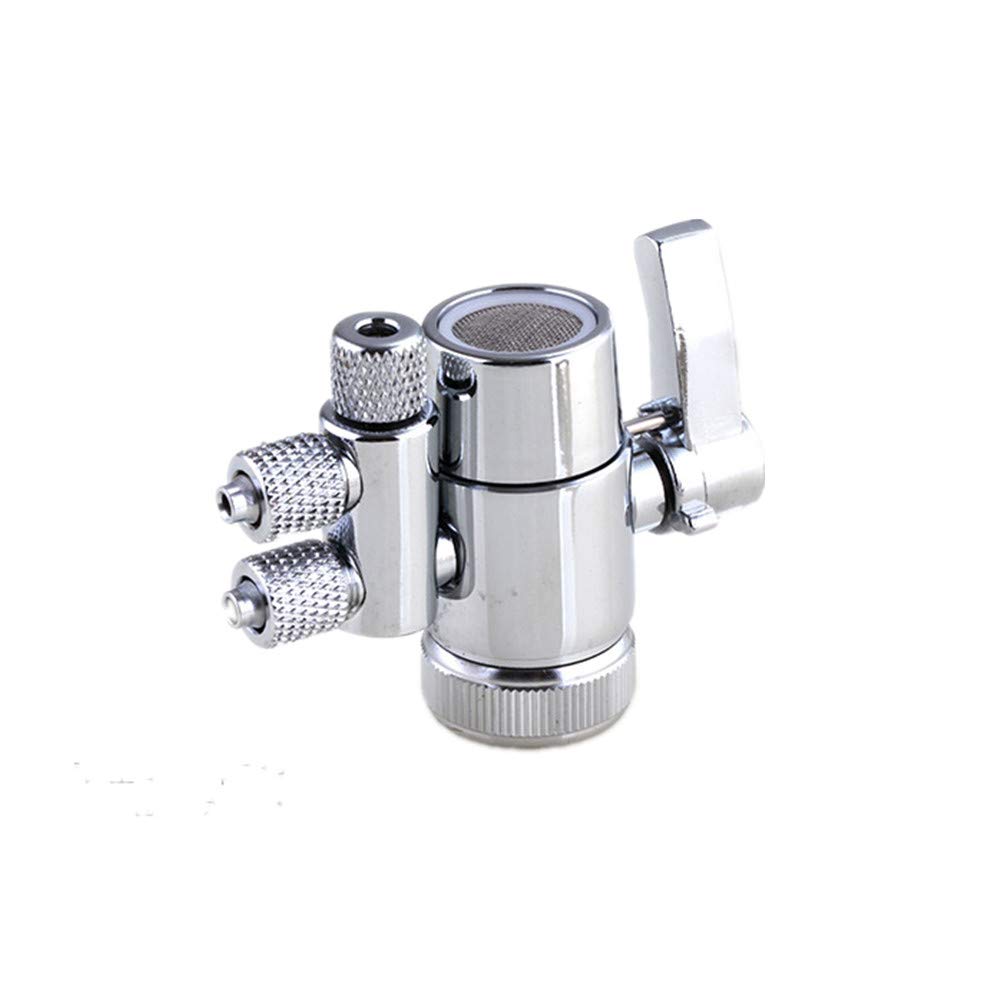 PureSec Brass Tap Adapter with M22 Female Thread (≈ 22mm) and Dual OD RO 3/8 Hose Outlet for Countertop Water Filter