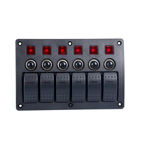 Amarine-made-6-Gang-Red-LED-Indicators-Rocker-Circuit-Breaker-Waterproof-Marine-Boat-Rv-Switch-Panel-PN-CB6-R