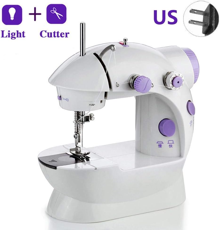 2020 Mini Lightweight Sewing Machine with LED Light ＆ Foot Pedal, Easy to Use for Beginners, Double Speed Handheld Sewing Embroidery Machine, Straight Sewing