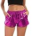 Tandisk Women's Yoga Hot Shorts Shiny Metallic Pants with Elastic Drawstring
