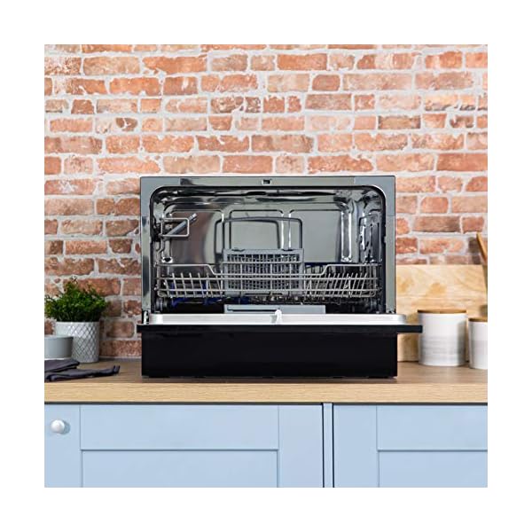 Russell-Hobbs-RHTTDW6B-Compact-Table-Top-Dishwasher-with-6-programmes-6-place-settings-Eco-mode-Quick-mode-Delay-Timer-Black Russell Hobbs RHTTDW6B Freestanding Compact Dishwasher, Eco mode, 6 place_settings, Black, Noise level: decibels 52