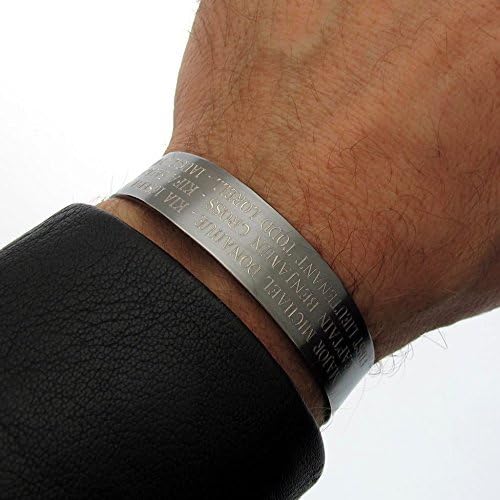 Black KIA Bracelet with Engraved text - Custom Wide Sterling Silver Cuff in Black - Capt Gifts, Officer gift - Memorial cuff