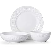 Pfaltzgraff Haisley 12-Piece Dinnerware Set, White