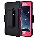 MAXCURY Hybrid Rubber Plastic Impact Defender Rugged Hard Case with Built-in Screen Protector and Belt Clip Holster Compatible for iPhone 6 and iPhone 6s Case (Wine/Fuchsia & Clip)