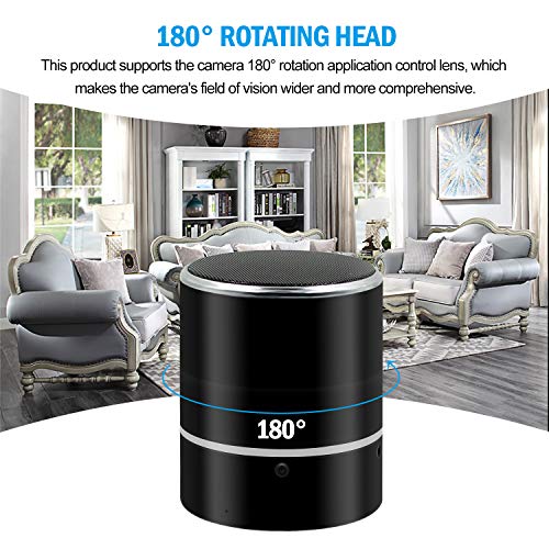 Hidden Camera Spy Camera Bluetooth Speaker, WiFi HD 1080P DVR Rotate 180°Lens Remote View Music Player Security Camera Night Vision Motion Detection for Home Office - Thumbnail 2