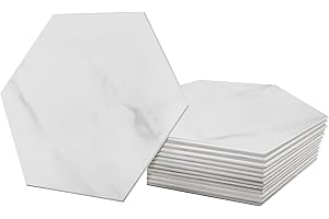 Avant Decor | Stone Composite Hexagon Stone Texture | Peel and Stick Kitchen Backsplash Tiles | Stick On Wall Tiles | Easy DIY Installation | 6” x 6.9” | Single Tile