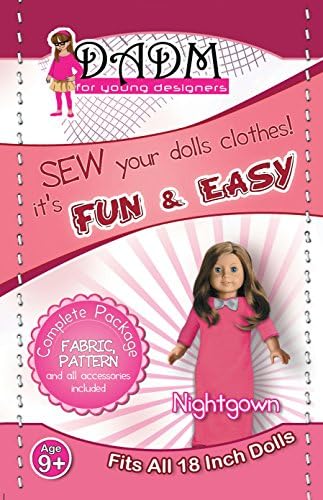 American girl doll clothes, Fabric and Pattern for 18 Inch Doll, Nightgown, fits American Girl Doll (Hot Pink)