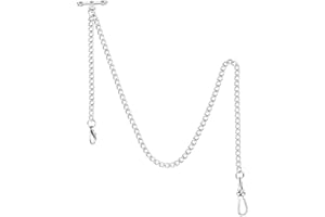 ManChDa Pocket Watch Chain Double Albert Chain T-Bar Watch Chain