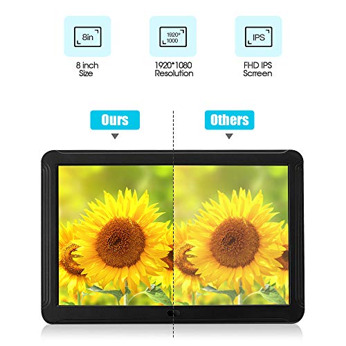 toberto Digital Photo Frame with 1920x1080 IPS Screen with 32G SD Card, Digital Picture Frame Support Adjustable Brightness Photo Deletion 1080P Video Music Slideshow Remote 16:9 Widescreen S (8 inch)