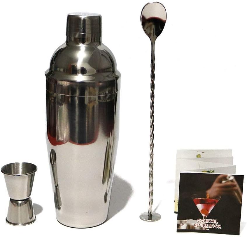 SEJNGF 3 Piece Cocktail Equipment Set Stainless Steel Cocktail Set Cocktail Kit 550ml