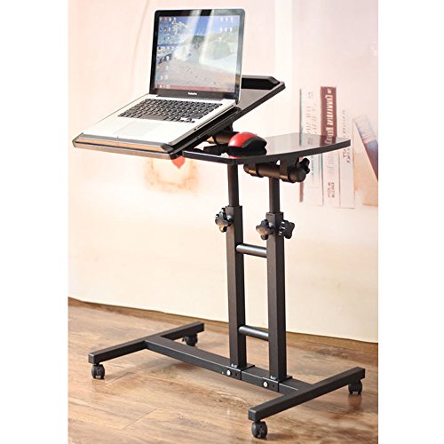 LIMAM Adjustable Computer Desk Portable Table On Wheels Disabled