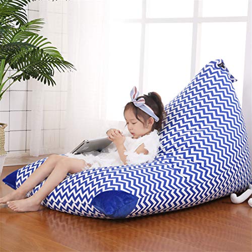 Stuffed Animal Bean Bag Storage for Kids and Adults. Premium Canvas Bean Bag Chair Cover - Cover ONLY(Chevron Print Blue 200L/52 Gal) - Thumbnail 2