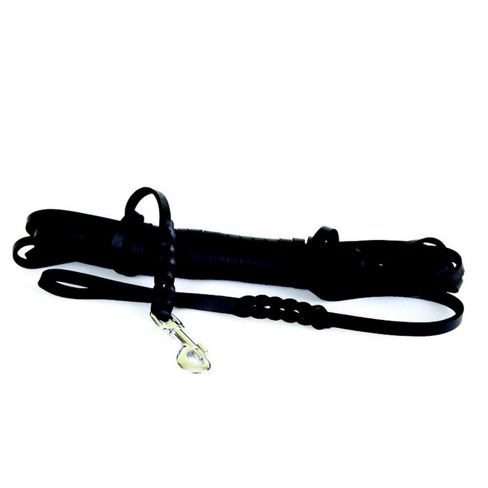 Dingo Tangled Training Leash made of Leather with a Handle and Clasp, 5 m Black 11243