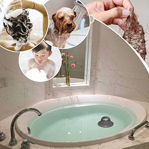 LEKEYE Bathroom Shower Drain Hair Catcher/Stainless Steel Drain Protector/Hair Trap, Strainer, Cover, Filter, Bath Accessories/Tall Dome Shape/Good Grip/for Pop-up & Regular Flat Drains-Black