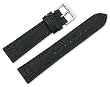 18mm Replacement Watch Band - Nylon Canvas w/ leather lining - Black Watch Strap