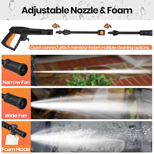 Pressure Washers 1800W 140Bar, Jet Washers Pressure Washers with Hose Reel Adjustable Nozzles & Foam Tank Power Cord, Portable Power Washer for Yard, Cars, Garden, Furniture.