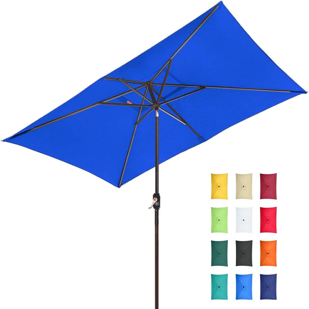 Amazon Com Eliteshade Sunbrella 10x6 5 Ft Rectangular Market Umbrella Patio Outdoor Table Umbrella With Ventilation And 5 Years Non Fading Top Royal Blue Garden Outdoor