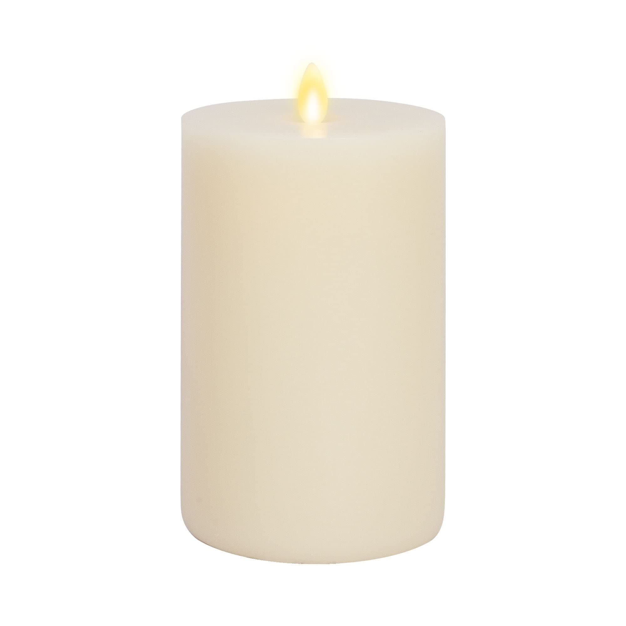 LIGHTLi Touch On/Off Moving Flame Realistic Pillar Real Wax Vanilla Honey Scented LED Candle, Pearl Ivory (9.7 wide x 18 tall, centimetre)