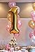 SMILENZA First Birthday Decoration - Pink White Gold Balloons Kit, Perfect for 1st Bday Party Supplies, Girl or Boy, Number One 1, Latex Stars and Round Ballon