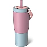 BrüMate Resa 25oz 100% Leakproof Travel Tumbler with Handle & Straw | Flexible SoftSip Straw | Silicone Sleeve for Durability | Stainless Steel | Cup Holder & Travel Friendly Water Bottle | (Eclipse)