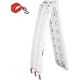 TUFFIOM 7ft Aluminum Truck Ramps 750lbs Capacity,Folding Loading ATV Ramps for Pickup Trucks Bed, Trailer Ramp with Load Straps for UTV/Motorcycle/Lawn Mower/Dirt Bike，Lightweight & Portable