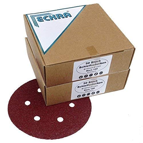 100 Grinding Wheels with Each 50x P80 +P120 Ø150 mm with Touch Fastener 6 Holes