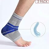 Ankle Brace, Elastic & Breathable Ankle Support Compression Sleeves Ankle Stabilizer/Foot Protection Socks with Silicone Pad for Sprain Relieves Pain Running Men Women - 2 Pack Medium
