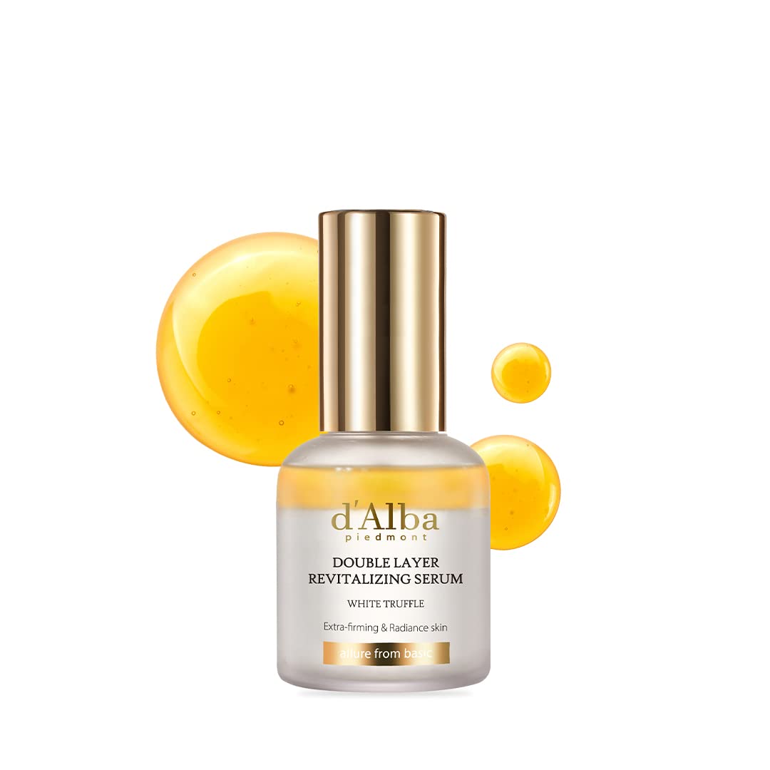 d'alba Piedmont Italian White Truffle Double Layer Revitalizing Serum, 100hr Hydration, Hyaluronic Acid and Centella Asiatica, Skin Firming and Tightening, Long-lasting Korean Skin Care