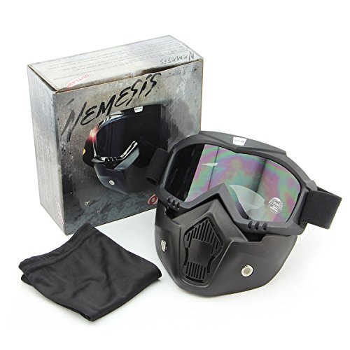 UPC 712996181808, Outlaw 50 Nemesis Vintage Face Mask with Detachable Motorcycle Goggles and UV 4 - One Size