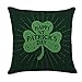 4TH Emotion Happy St. Patrick's Day Green Lettering Throw Pillow Case Cushion Cover Vintage Home Decor Cotton Linen 18 x 18 Inch
