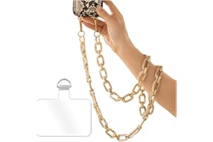 Turkalla Phone Crossbody Chain Cell Phone Lanyard,Acrylic Shouder Strap Universal Cellphone Chain Strap with Tether Patches Compatible with Most Phones Bag Purse Beige