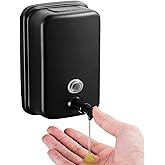 LSWYYP Commercial Wall-Mounted Soap Dispenser Stainless Steel Large Capacity 500ML for Hand Soap Anti-Rust Design for Bathrooms Hotels Restaurants or Home Use (Black)