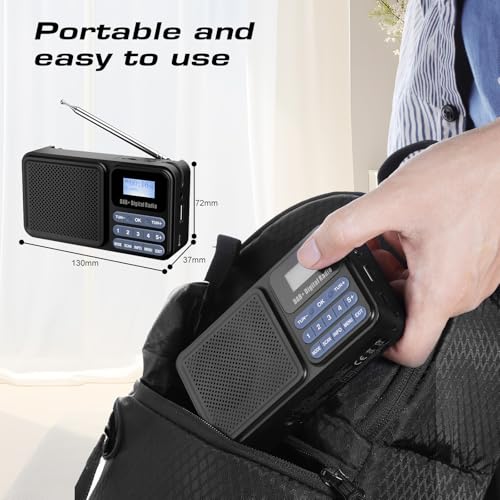 Gallypek Portable DAB Radio, DAB Plus FM Radio with Bluetooth 5.0 & 80 Presets Kitchen Radio with Cable or 2200 mAh Battery Operation, Support Solar & USB Charing USB Flash Drive/TF/AUX Connection