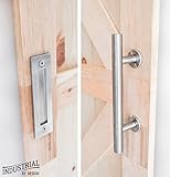 Industrial By Design - Barn Door Handle with Flush Pull - 12in Handle, 8 5/8in Flush Pull - Heavy Duty, Durable Stainless Steel Finish - lncludes Installation Bolts,