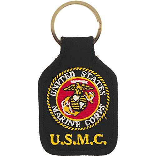 US Marine Corps Embroidered Keychain - Marine Corps Emblem Key Ring In Red
