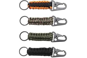4PACK Outdoor Keychain Camping Carabiner,Military Braided Keychain Clip with Strap,Paracord Cord Backpack Rope For Hiking