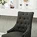 Roundhill Furniture C169CC Button Tufted Solid Wood Wingback Hostess Chairs with Nail Heads, Set of 2, Charcoal