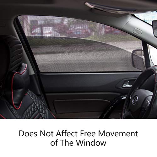 BOYISEN Car Side Window Sun Shade Front and Back, Breathable Mesh Sun Shield with UV Rays Protection Mosquito Prevention Fit for Small Cars(4 Pack) - Thumbnail 4