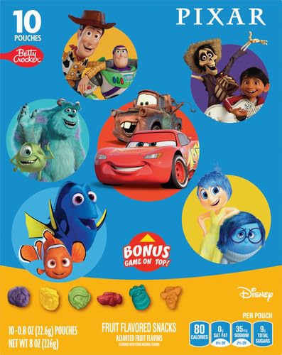 DISNEY PIXAR FRUIT FLAVORED SNACKS, GUMMY TREAT POUCHES, 10 CT