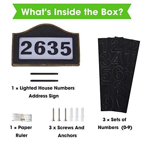 Melunar Lighted House Address Numbers Sign, Waterproof Resin Plaque Outdoor Lights, Solar Powered Address Numbers Signs for Houses, Garden, Street, Yard and Home - Thumbnail 6