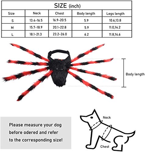 Ollypet Halloween Spider Costume Cat Dog Funny Decor Accessory Adjustable Velcro for Small Medium Large Pet Trendy Party Dress Metal Wire Spider Outfit (L)