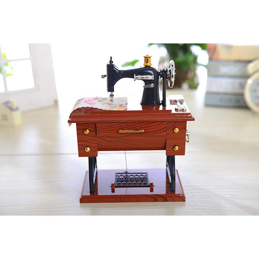 fnemo Vintage Mini Sewing Machine Model Music Box Musical Toy Musical Boxes & Figurines