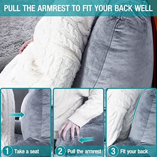 Vekkia Reading & Bed Rest Pillow with Support Arms, Pockets, Memory
