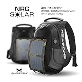 Ghostek NRGsolar Series 40L Eco Computer Laptop Messenger Backpack Book Bag + 16,000mAh Battery Power Bank with 5 USB Ports | Water Resistant | 8.8-Watt Solar Panel | Laptops Up To 15.6