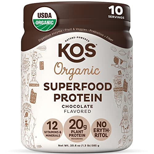 KOS Vegan Protein Powder Erythritol Free, Chocolate Organic Pea